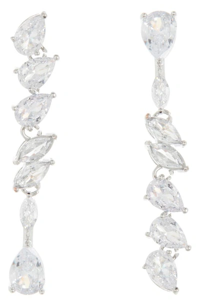 Nordstrom Rack Angled Cz Link Drop Earrings In Clear- Silver