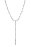 Nordstrom Rack Dainty Cz Y-drop Necklace In Clear- Silver