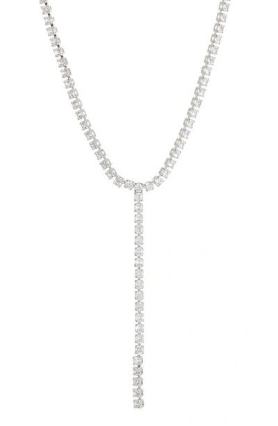 Nordstrom Rack Dainty Cz Y-drop Necklace In Clear- Silver