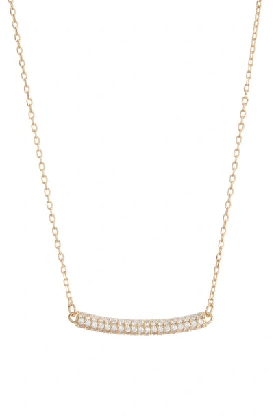 Nordstrom Rack Cz Pavé Rounded Bar Necklace In Clear- Gold