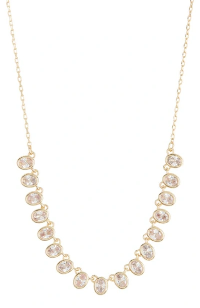 Nordstrom Rack Oval Cz Frontal Necklace In Clear- Gold