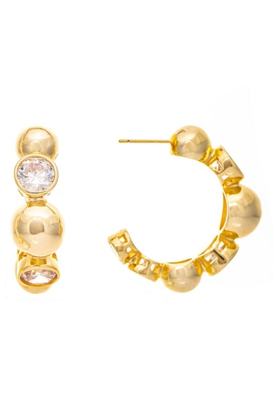 Rivka Friedman Cubic Zirconia Bead Hoop Earrings In Gold