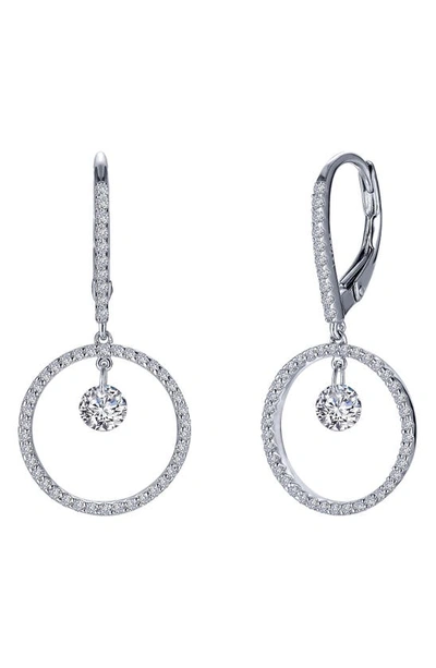 Lafonn Platinum Bonded Sterling Silver Simulated Diamond Open Circle Drop Earrings In White