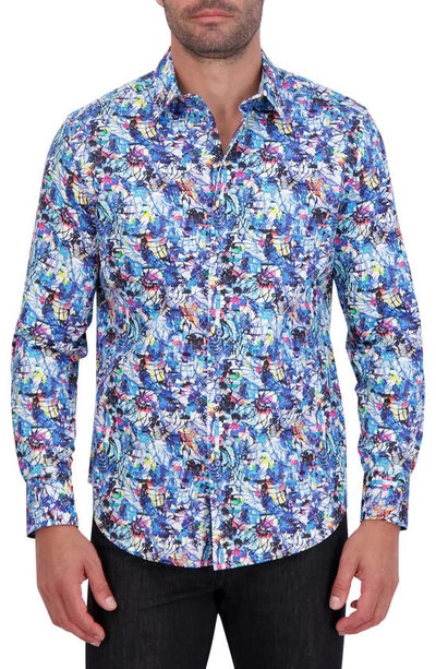 Robert Graham Abstract Floral Print Cotton Button-up Shirt In Multi