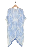 Nordstrom Print Tassel Duster In Blue Hydrangea Flourishes