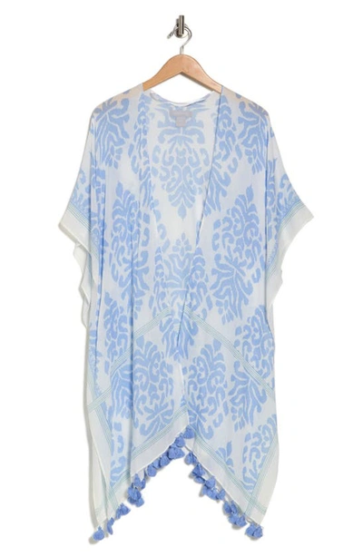 Nordstrom Print Tassel Duster In Blue Hydrangea Flourishes