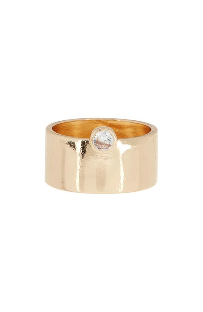 Nordstrom Rack Cubic Zirconia Accent Cigar Band Ring In Clear- Gold