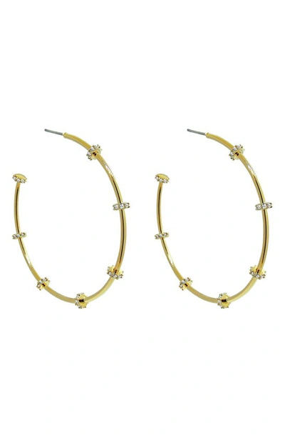 Liza Schwartz Cubic Zirconia Station Hoop Earrings In Gold