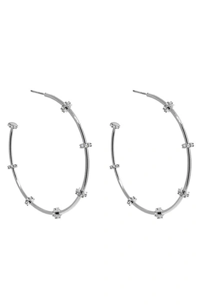 Liza Schwartz Cubic Zirconia Station Hoop Earrings In Metallic