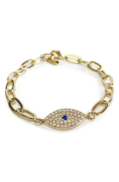Liza Schwartz Evil Eye Chain Bracelet In Gold
