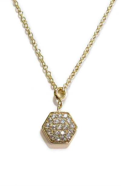 Liza Schwartz Hexagon Pendant Necklace In Gold