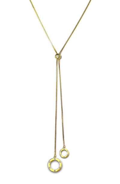 Liza Schwartz 18k Gold Plated Cubic Zirconia Circle Lariat Necklace