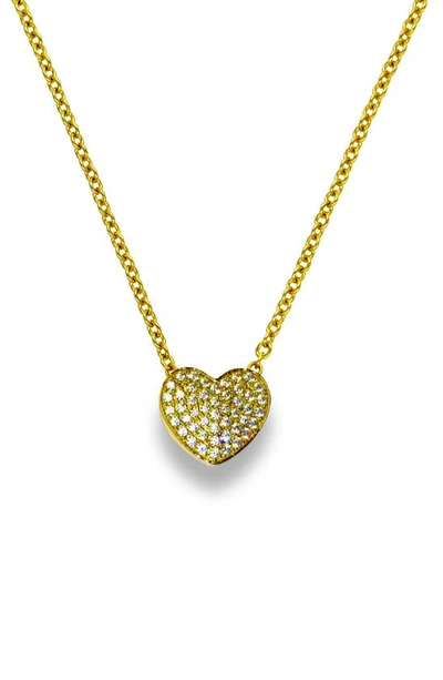 Liza Schwartz 18k Gold Plated Sterling Silver Pavé Cubic Zirconia Heart Pendant Necklace