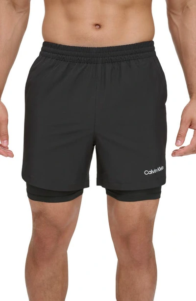 Calvin Klein Cross Fit Volley Swim Trunks In Black