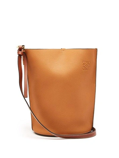 Loewe Gate Grained-leather Bucket Bag In Brown