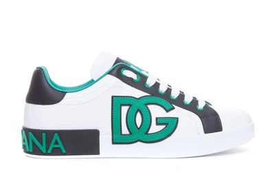 Dolce & Gabbana Portofino Spoiler Leather Low-top Sneakers In White