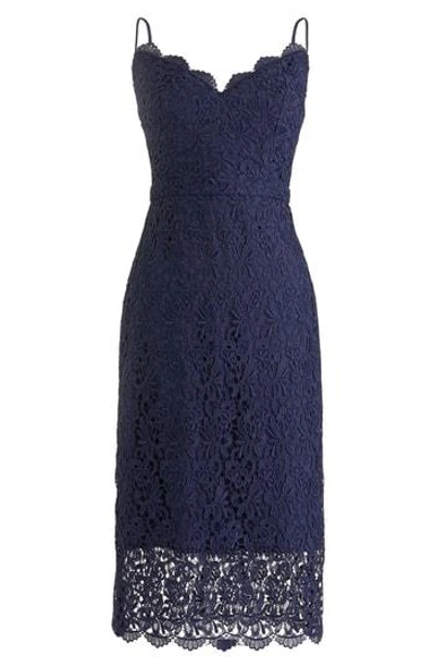 Jcrew Guipure Lace Spaghetti Strap Dress In Navy