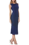 Js Collections Soutache Mesh Dress In Royal/ Navy