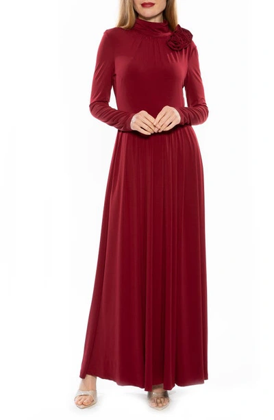 Alexia Admor Angelina Long Sleeve Maxi Dress In Burgundy