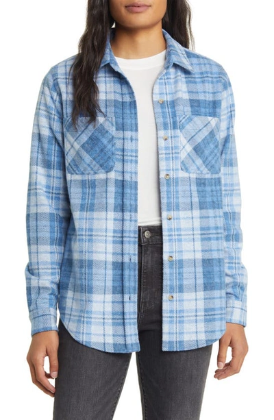 Beachlunchlounge Sally Plaid Shacket In Wild Wind Blues