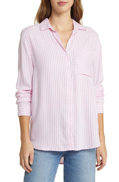 Beachlunchlounge Eden Stripe Shirt In Pink Sunset