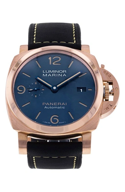 Watchfinder & Co. Panerai  2022 Luminor Marina Leather Strap Watch, 44mm In Blue