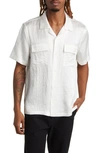 Saturdays Surf Nyc Canty Crinkle Satin Camp Shirt In Ivory