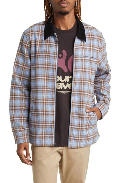 Saturdays Surf Nyc Ryan Zip Front Flannel Shirt In Forever Blue