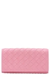 Bottega Veneta Large Intrecciato Flap Wallet In Pink & Purple