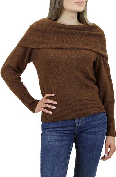 Beachlunchlounge Priscilla Boat Neck Sweater In Tobacco