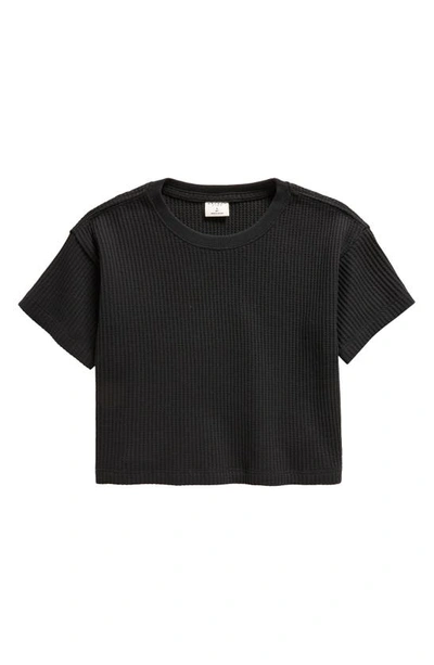 Pacsun Kids' Boxy Waffle Knit T-shirt In Washed Black