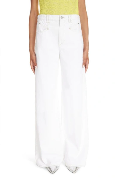 Isabel Marant Lemony High Waist Wide Leg Jeans In White