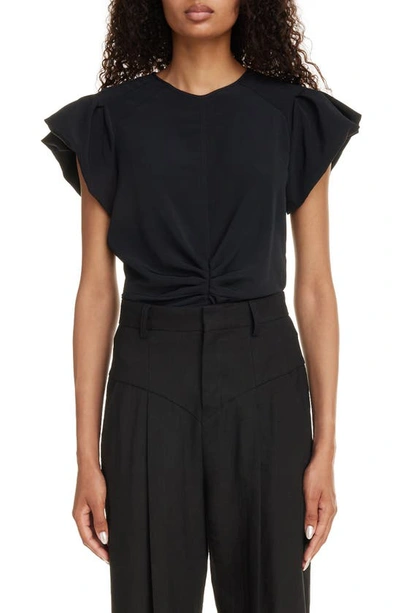 Isabel Marant Tullya Gathered Cotton Blend Top In Black