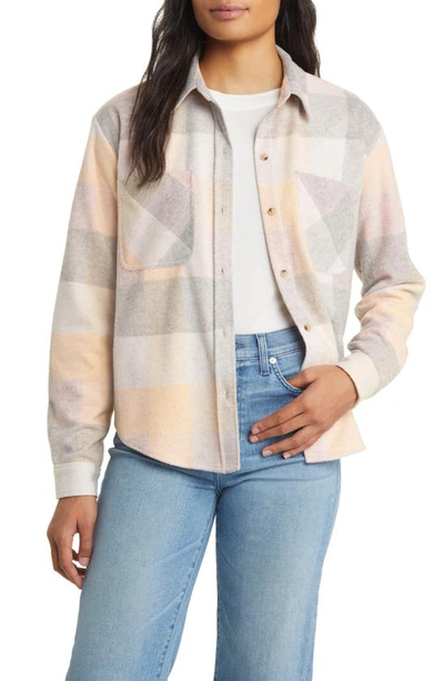 Beachlunchlounge Plaid Shirt Jacket In Quartz Coral