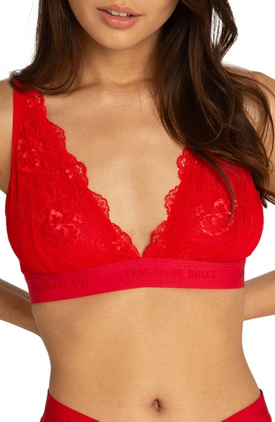 Lemonade Dolls The Picot Lace Bralette In Red