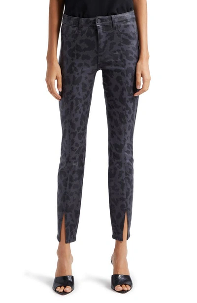 L Agence Jyothi Coated High Waist Skinny Jeans In Black Tone Leopard Coat