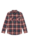 Rvca Kids' That'll Work Plaid Flannel Button-up Shirt In Duck Blue