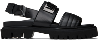 Moschino Logo-plaque Chunky Leather Sandals In Black