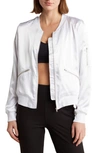 X By Gottex Satin Bomber Jacket In Black