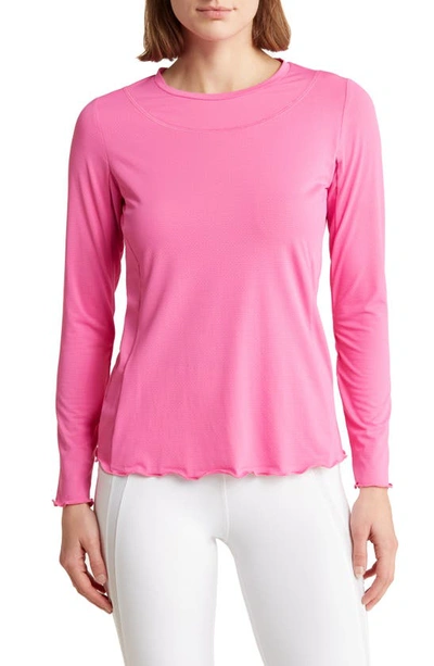 Gottex Lettuce Edge Long Sleeve Top In Pink