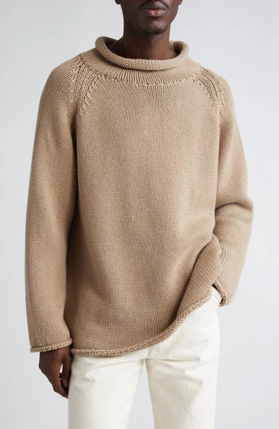 Bode Cashmere Roll Neck Sweater In Oatmeal