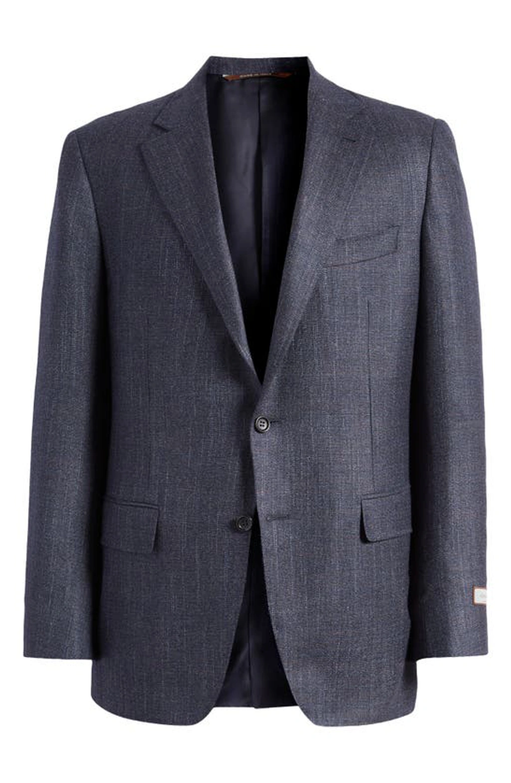 Canali Kei Trim Fit Slub Wool Silk Blend Sport Coat In Navy