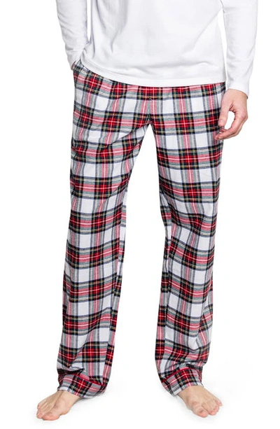 Petite Plume Balmoral Tartan Brushed Cotton Twill Pajama Pants In White