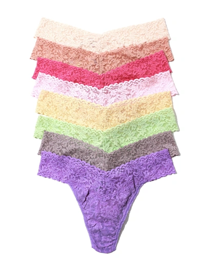 Hanky Panky 8 Pack Signature Lace Original Rise Thongs Pastels In Multicolor