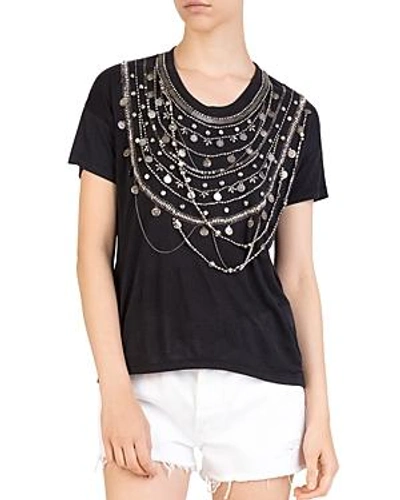 The Kooples Embellished Jersey Tee In Black