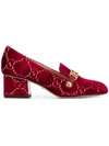 Gucci Red Sylvie 55 Velvet And Leather Pumps