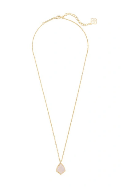 Kendra Scott 'cory' Semiprecious Stone Pendant Necklace In Rose Quartz/ Gold