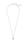 Kendra Scott 'cory' Semiprecious Stone Pendant Necklace In Rose Quartz/ Silver