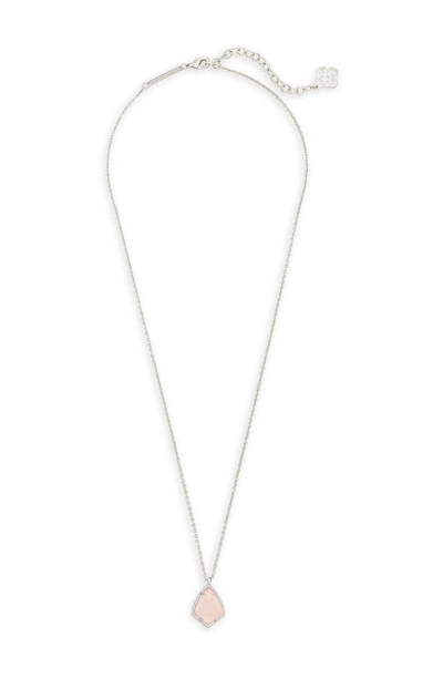 Kendra Scott 'cory' Semiprecious Stone Pendant Necklace In Rose Quartz/ Silver