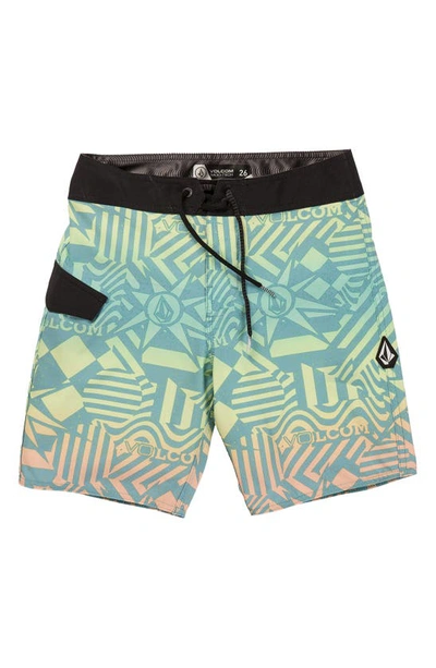 Volcom Kids' Mod Ringer Board Shorts In Shadow Lime